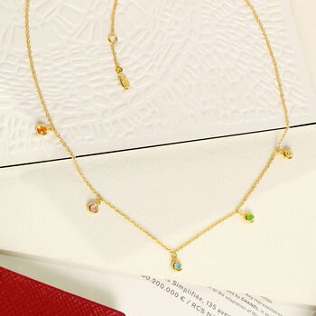 Multi Gemstone Drop Chain Necklace, 4 of 5