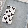 Personalised Black And White Heart Print Phone Case, thumbnail 1 of 5