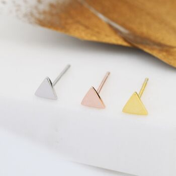 Sterling Silver Extra Tiny Triangle Stud Earrings, 2 of 12