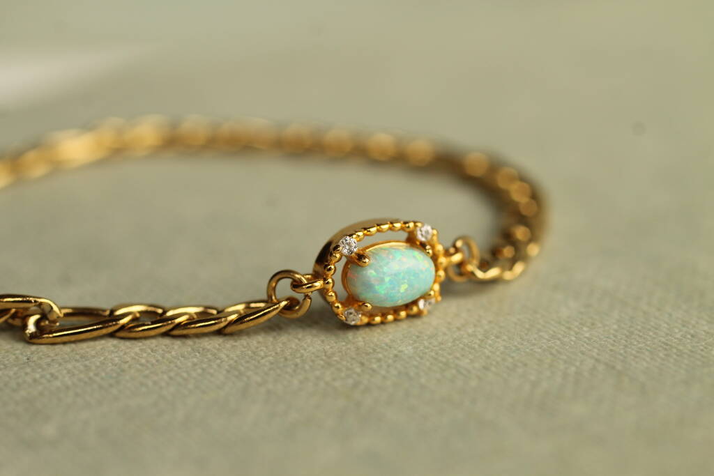 Antique Gold Vermeil Turquoise Opal Bracelet, 1 of 5