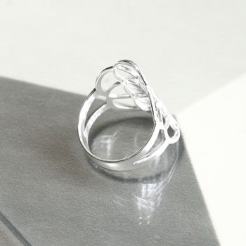 Sterling Silver Geometric Flower Ring, 4 of 5