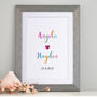 Personalised Names And Date Framed Print, thumbnail 5 of 6