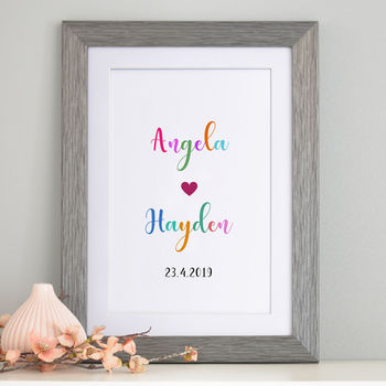 Personalised Names And Date Framed Print, 5 of 6
