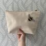 Embroidered Bee Organic Cotton Accessory Bag, thumbnail 1 of 3