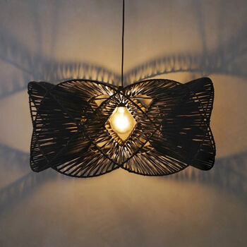 Masquerade Decorative Black Rattan Ceiling Shade, 3 of 5