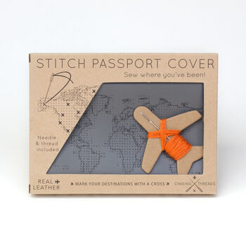 Stitch Where You've Been Leather Passport Cover, 9 of 12