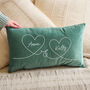 Names In Hearts Couples Personalised Velvet Cushion, thumbnail 1 of 5