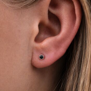 4mm Sterling Silver Onyx Stud Earrings, 2 of 3