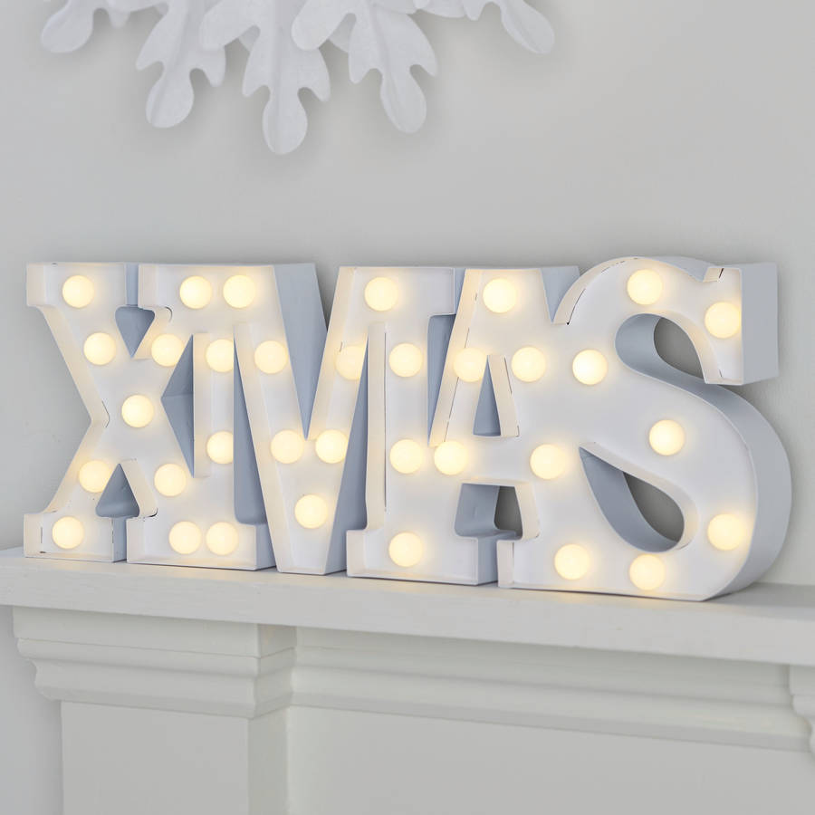 large light up 'xmas' christmas sign by ginger ray | notonthehighstreet.com