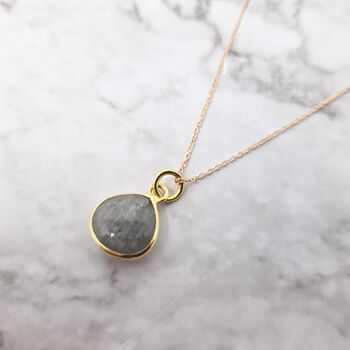 Gold Vermeil Plated Labradorite Mixed Metal Necklace, 2 of 3