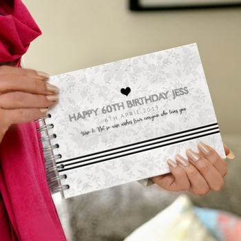 Personalised 60th Birthday Monochrome Guest Book, 8 of 9