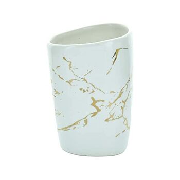 Five Pieces White And Gold Marble Bath Accessory Set, 6 of 8