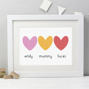 Personalised Hearts Family Name Print, 4 of 5