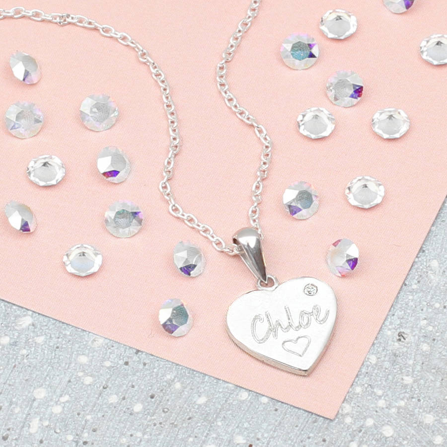 'My First Diamond' Personalised Heart Necklace, 1 of 5