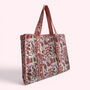 Pink And Orange Floral Quilted Cotton Tote Bag, thumbnail 2 of 4