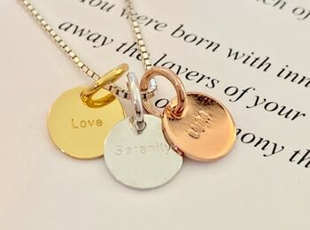 Three Affirmation Charm Necklace With Messages, 2 of 9