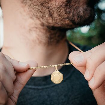 Gold Plated Octagon Steel Pendant Necklace For Men, Mens Necklace, 12 of 12