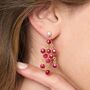 Clara Freshwater Pearl And Ruby Earrings, thumbnail 1 of 3