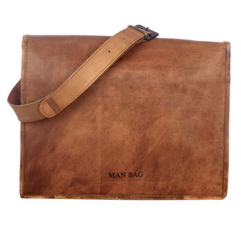 Personalised Large Brown Leather Messenger Bag, 6 of 9