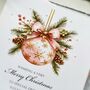 Personalised Christmas Card, Pink And Gold Bauble, thumbnail 4 of 8