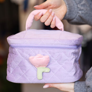 Quilted Tulip Flower Makeup Bag Travel Wash Bag, 2 of 12
