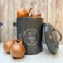 Grey Metal Onion Storage Tin – Breathable Container, thumbnail 6 of 7