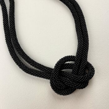 Fair Trade Handmade Glass Bead Knot Tube Necklace 55cm, 6 of 12