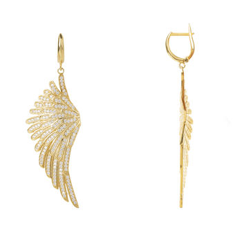 Angel Wing Silver Plated Drop Earring White, 5 of 8