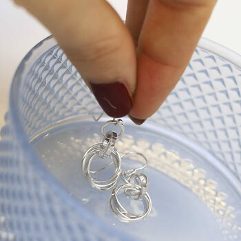 Sterling Silver Dangly Russian Rings Earrings, 4 of 7