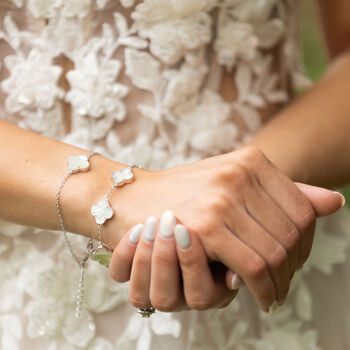 Mother Of Pearl Four Leaf Clover Bracelet, 2 of 3