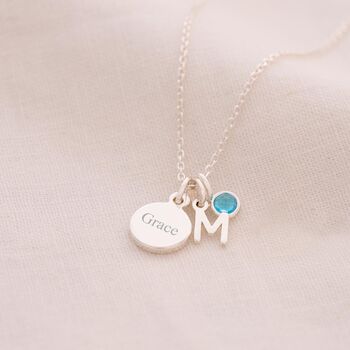 Delicate Charm, Letter And Micro Birthstone Necklace, 5 of 12