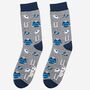 Men's Rugby Bamboo Socks In Grey And Blue, thumbnail 1 of 4