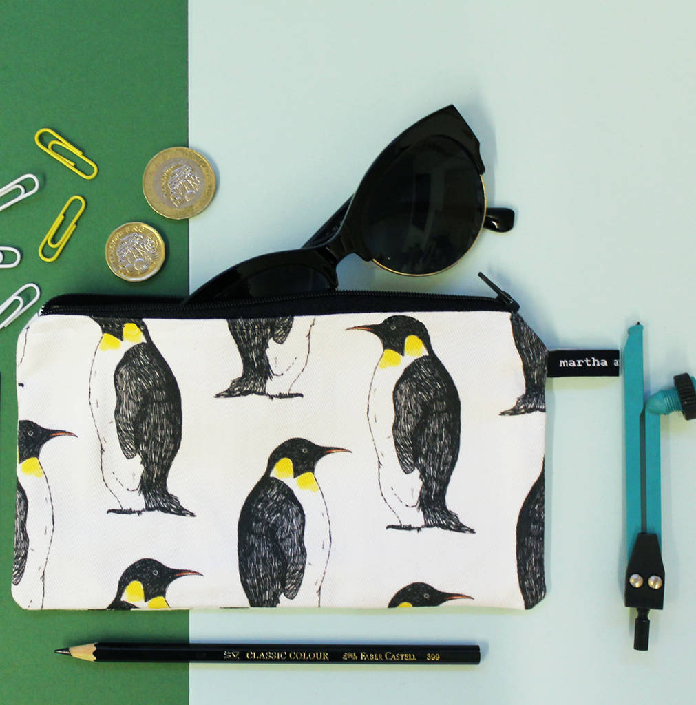 Monochrome Penguin Pencil Case By martha and hepsie
