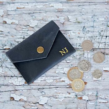 Personalised Black Buffalo Leather Coin Pouch, 4 of 10