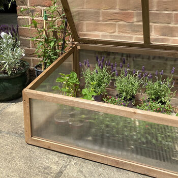Wooden Framed Polycarbonate Coldframe With Foil Tape, 6 of 9
