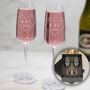 Geometric Heart Wedding Or Anniversary Champagne Flutes, thumbnail 1 of 6