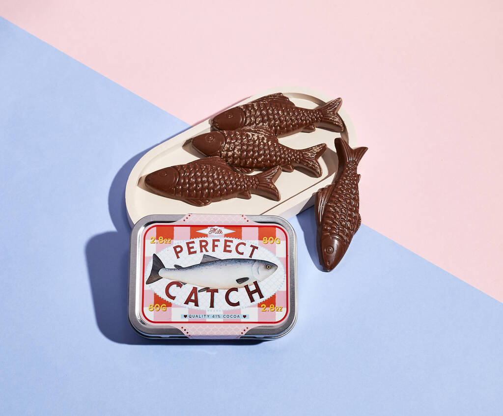 'Perfect Catch!' Milk Chocolate Fish In Keepsake Tin By The Chocolate