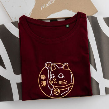 Organic Cotton Lucky Cat Graphic T Shirt, 2 of 7