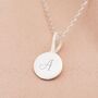 Micro Sterling Silver Sia Disc Personalised Necklace, thumbnail 7 of 9