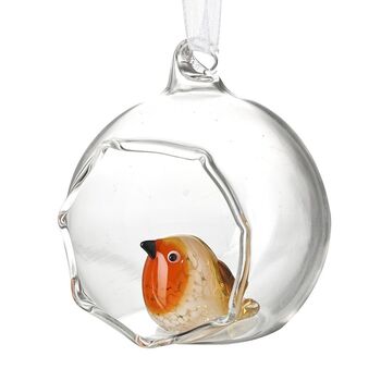 Handmade Open Glass Bauble With Robin, 4 of 4