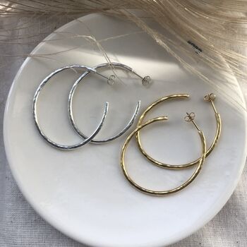 Large Oval Textured Hoop Earrings, 8 of 12