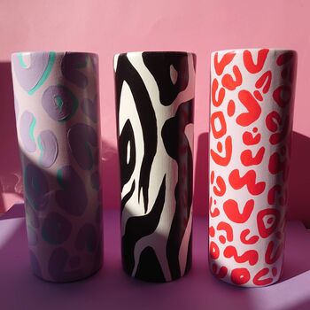 Pink Leopard Print Hand Painted Tall Vase, 5 of 6
