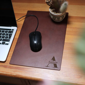 Engraved Vintage Leather Mouse Pad, 5 of 5