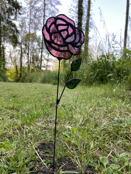 Raspberry Pink Rose Stained Glass Everlasting Flowers, 3 of 7