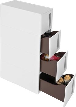 Narrow White And Brown Plastic Storage Drawers On Wheel, 7 of 9