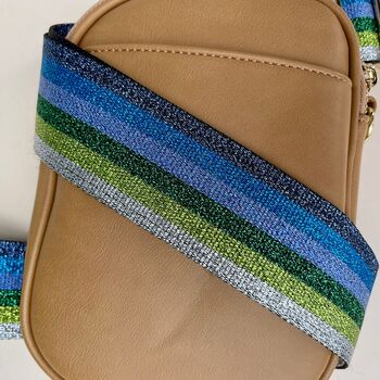 Glitter Stripe Bag Strap In Blue And Green, 2 of 2