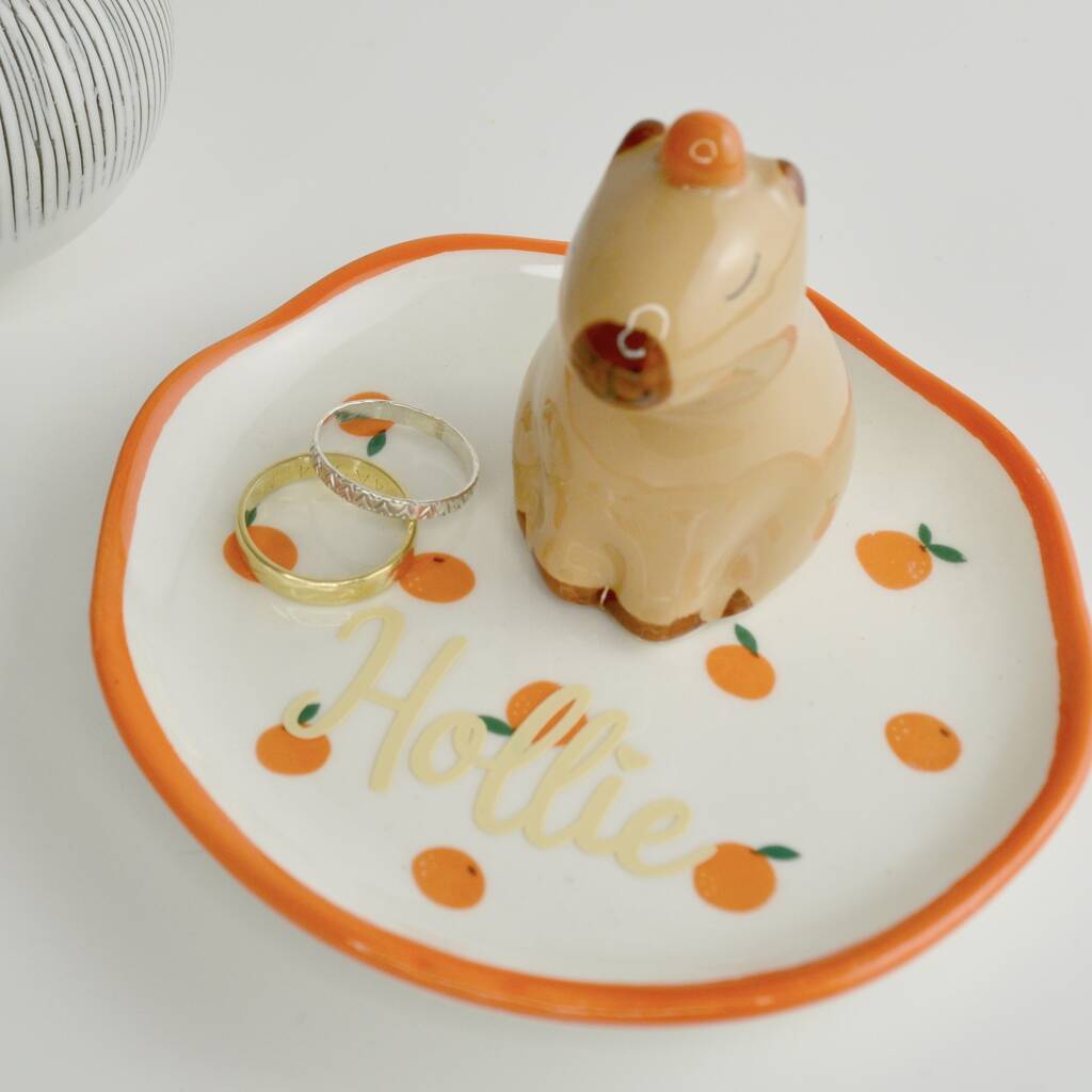 Personalised Capybara And Oranges Trinket Dish, 1 of 5