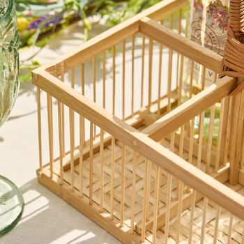 Bamboo Wicker Cutlery Caddy, 3 of 4