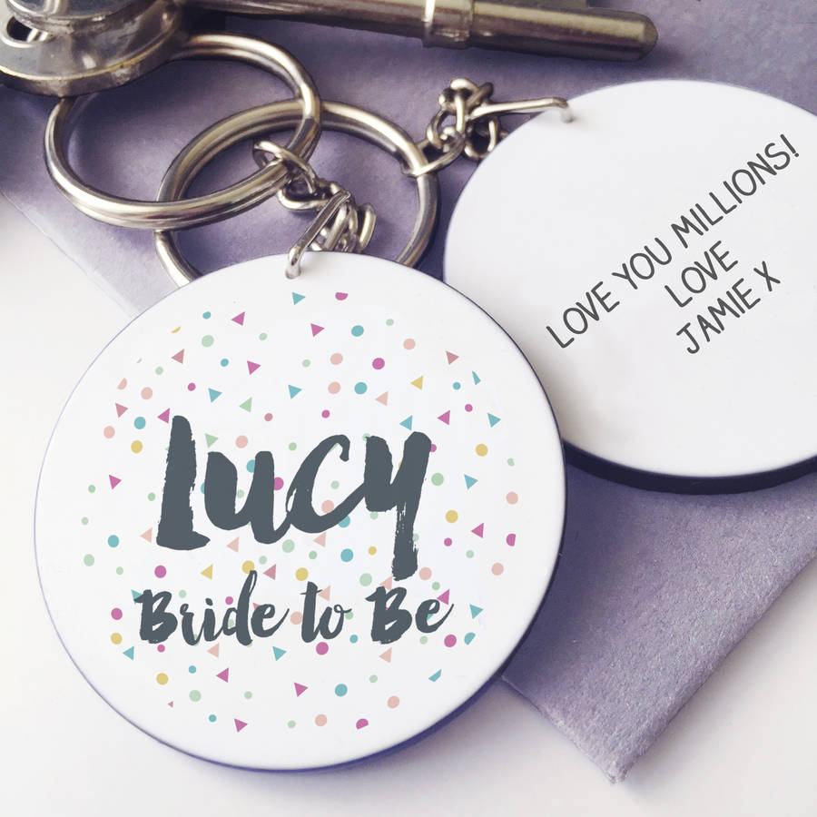 Image of Personalised Bridal Party Keyring, Teal/Grey/Pink