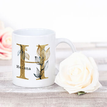 Personalised Name And Gold Initial Coffee Mug, 4 of 8
